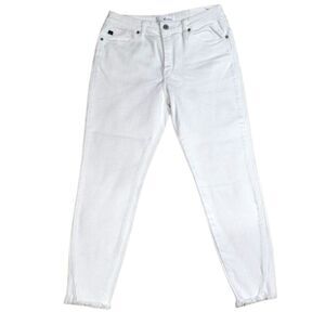 KanCan White High Rise Ankle Skinny Jeans Size 11/29 Cropped Frayed Hem